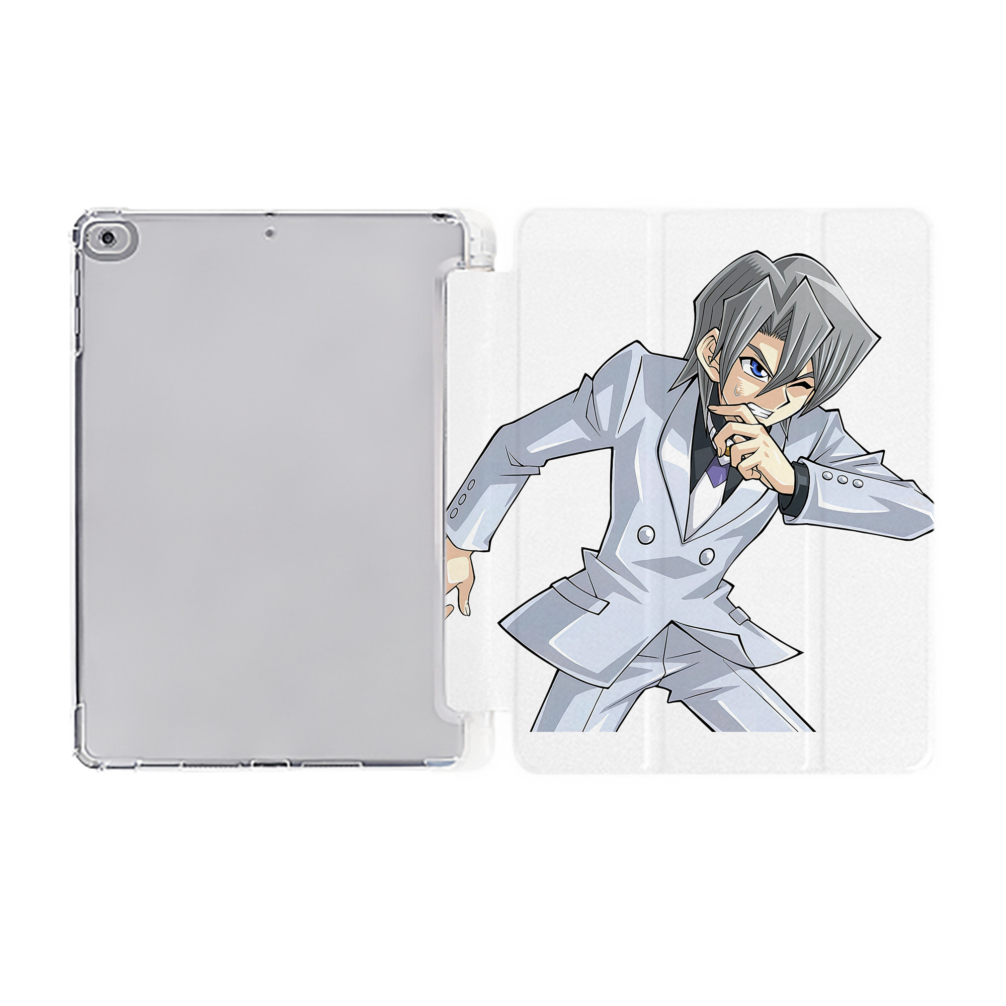 （画像用） 遊☆戯☆王 Yu-Gi-Oh! IPad ケース ペン収納付き 三つ折りスタンド PUレザー×シリコン 対応機種9.5/10.5/10.9インチ